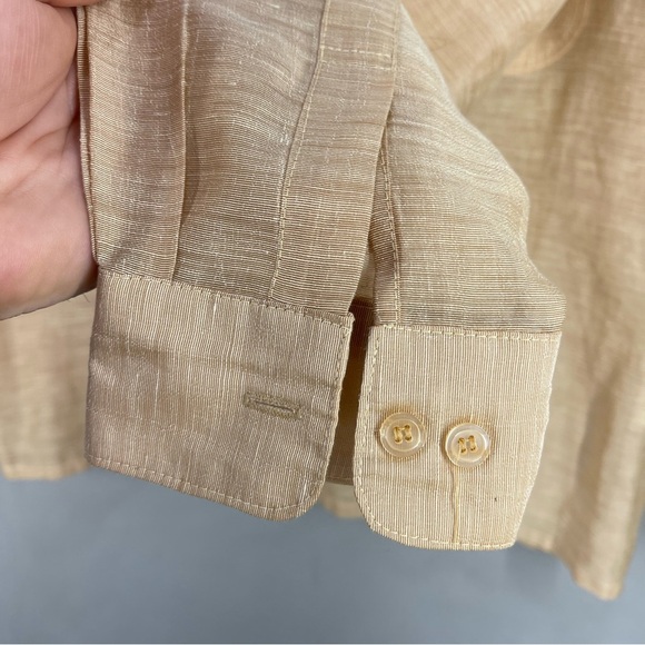 LANGBANG collared sand Gold Color linen minimal shirt from Firenze, - Picture 4 of 13